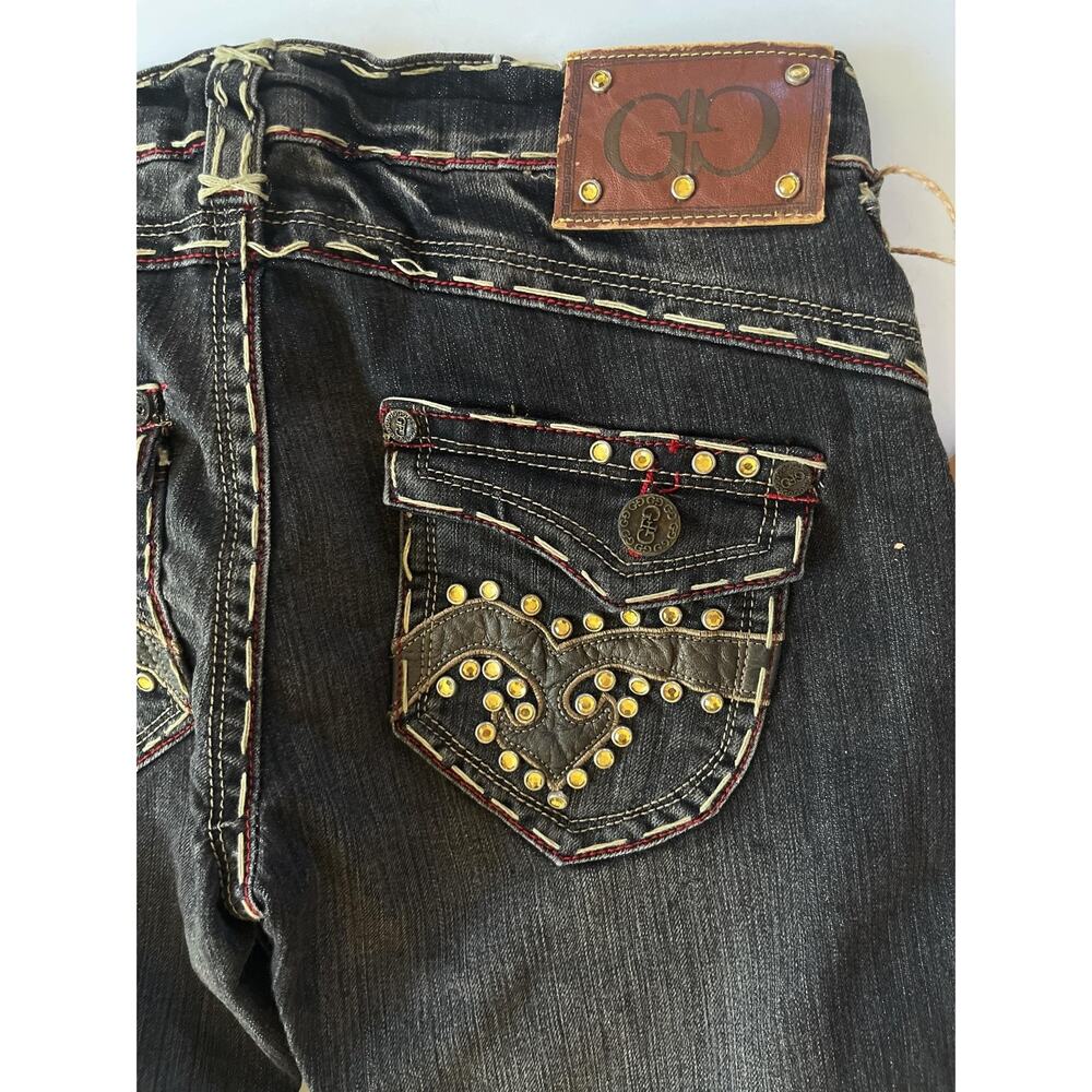 Gianfranco Gianni Jeans Womens 30 Black Low Rise Studded Embellished Denim